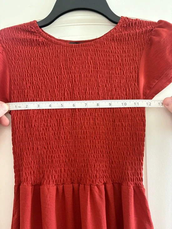 Women’s Blush Red Maxi Dress with Smocked Bodice Size XS - Picture 5 of 6